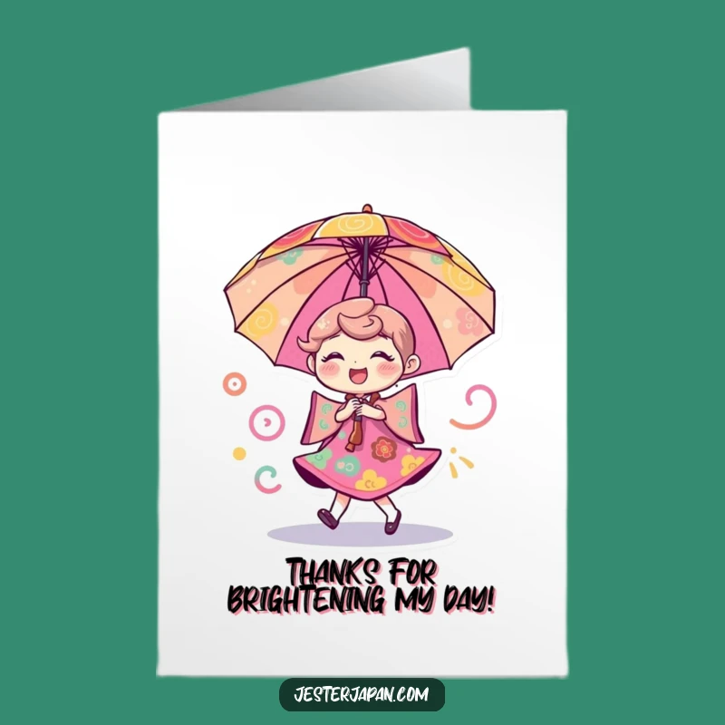 Free Printable Thank You Card: Dancing Umbrella for Expressing Gratitude