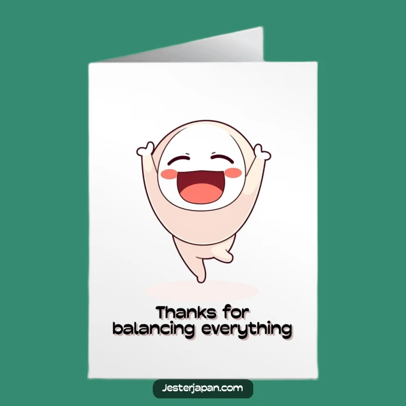 Free Printable Thank You Card: Daruma Gratitude Handstand, Downloadable Gift