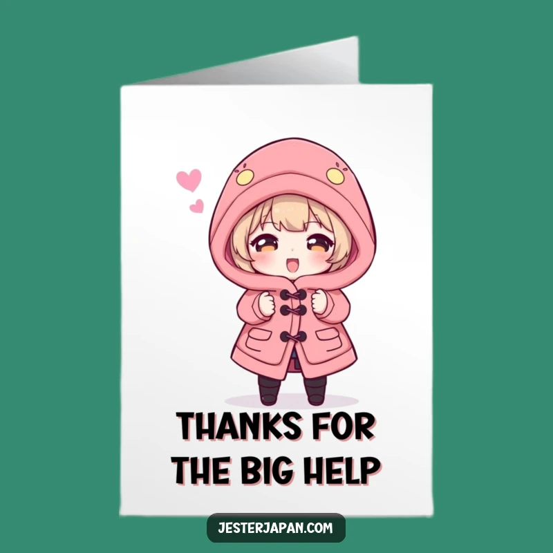 Free Printable Thank You Card: Oversized Happi Coat Character Gratitude