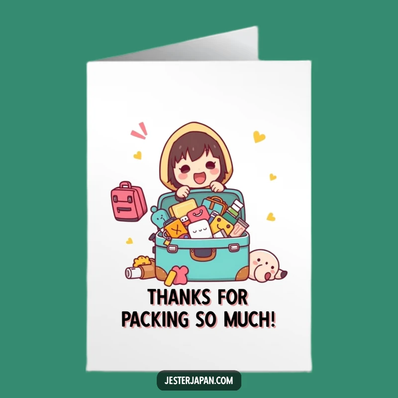 Free Printable Thank You Card: Packing Kawaii - Funny Travel Thanks Download