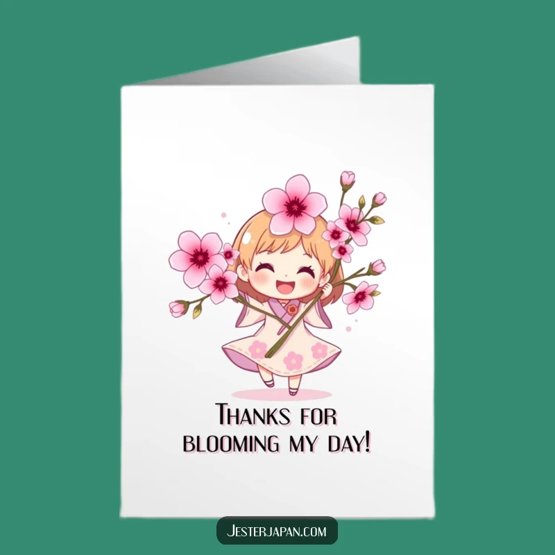 Free Printable Thank You Card Spring Bloom - Cherry Blossom Character Gift