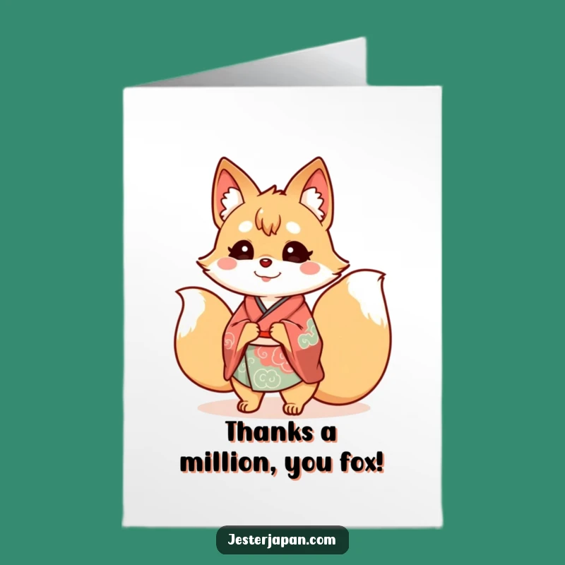 Free Printable Thank You Card: Grateful Kitsune Tails, Perfect Downloadable Gift