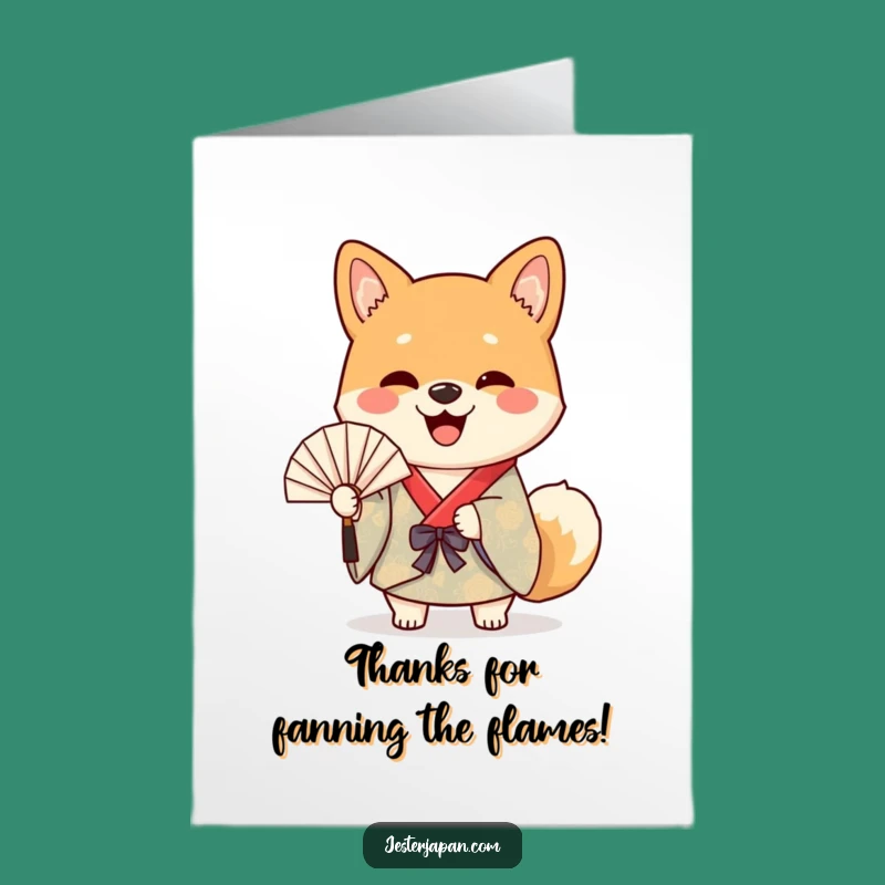 Free Printable Shiba Thank You Card - Fan Wave Gratitude Downloadable Gift