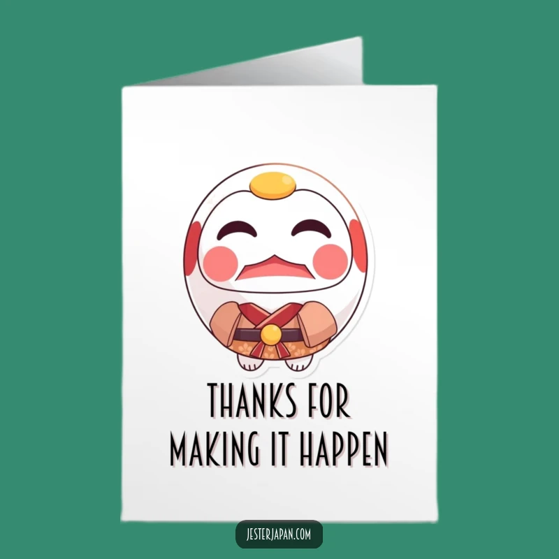 Free Printable Thank You Card: Steadfast Daruma Doll, Appreciative Downloadable Gift