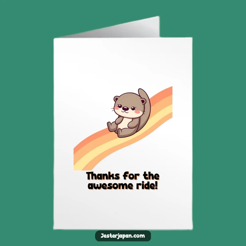 Free Printable Thank You Card: Otter Rainbow Slide - Adorable Downloadable Gratitude!