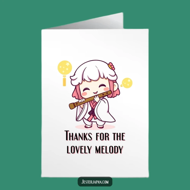 Free Printable Thank You Card: Kawaii Flute Song, Downloadable Gift