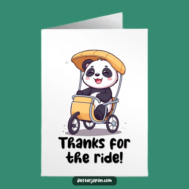 Free Printable Thank You Card: Panda Rickshaw Funny Downloadable Gift