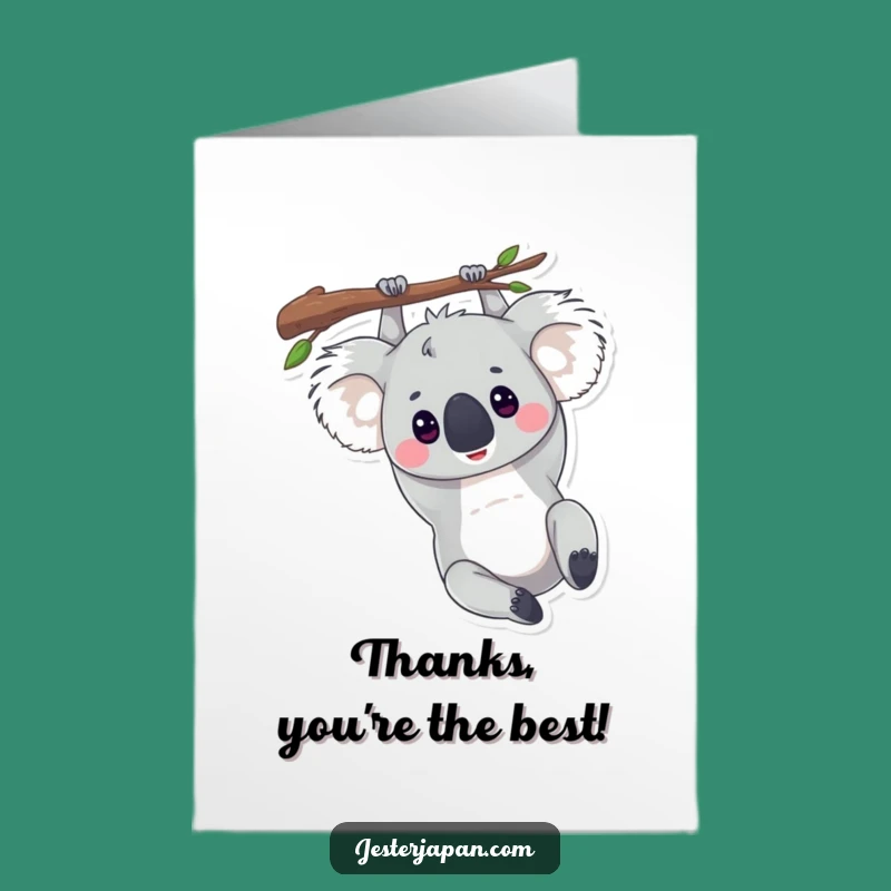 Free Printable Thank You Card: Upside Down Koala, Heartfelt Downloadable Gratitude