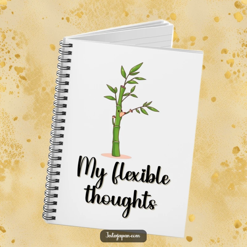 Funny Bamboo Notebook: Featuring a bamboo stalk character bending joyfully in a gentle breeze, perfect for journaling.