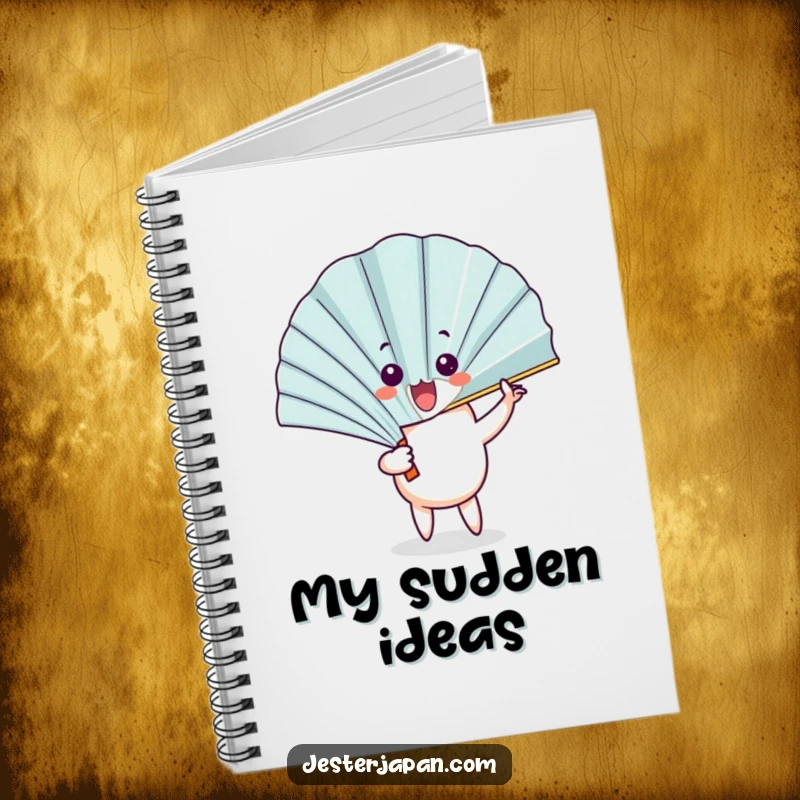 Funny Fan Notebook: Featuring a fan character unfurling with a flourish to reveal a surprised face, perfect for notes.