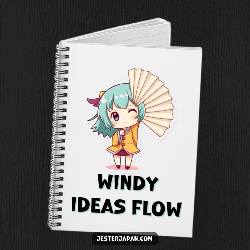 Funny Giant Fan Notebook: Small character dramatically creating wind with a giant fan, ideal for journaling, notes, and dramatic brainstorming.
