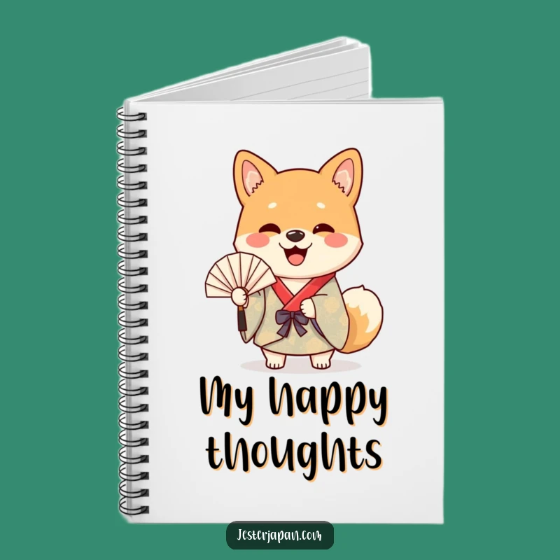 Funny Shiba Dog Kimono Notebook - Happy Waving Journal Gift