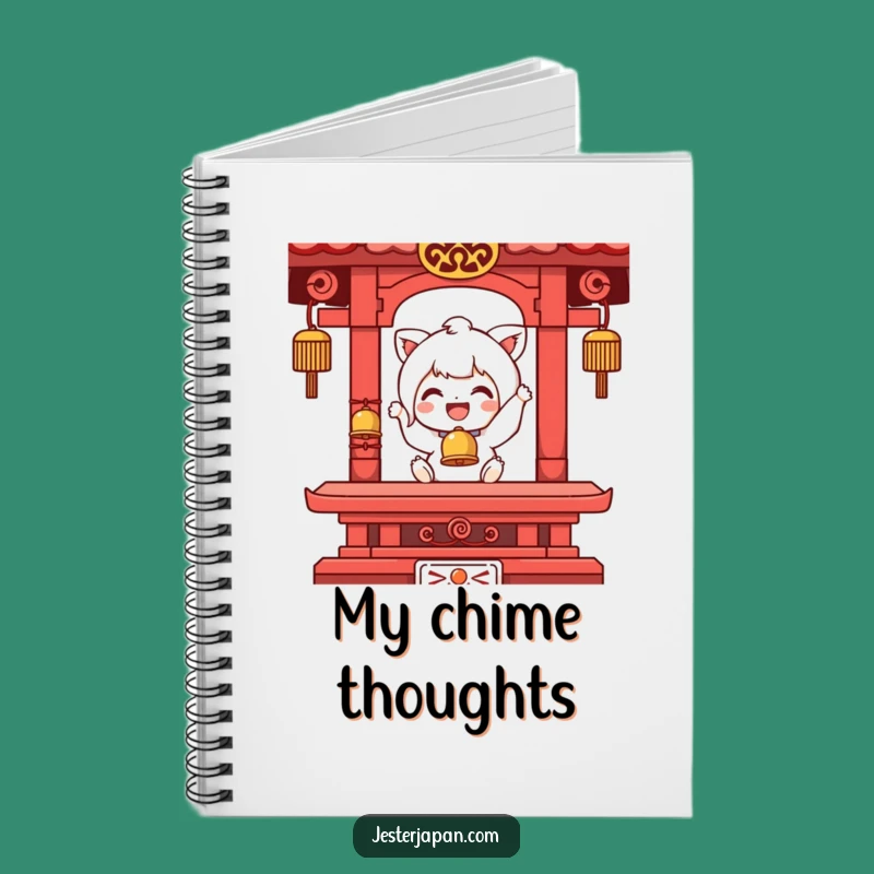 Funny Temple Bell Ringing Character Notebook - Jot Down Joyful Thoughts