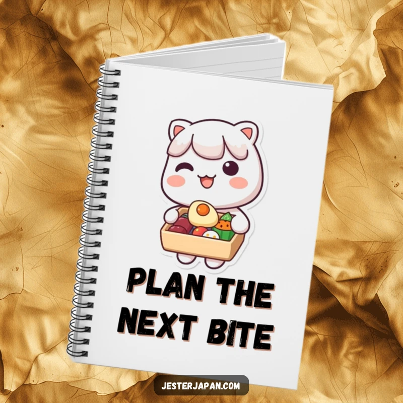 Funny Kawaii Bento Box Notebook: Cute character sharing food from a bento box, ideal for recipes, notes, and journaling, a sweet funny gift.