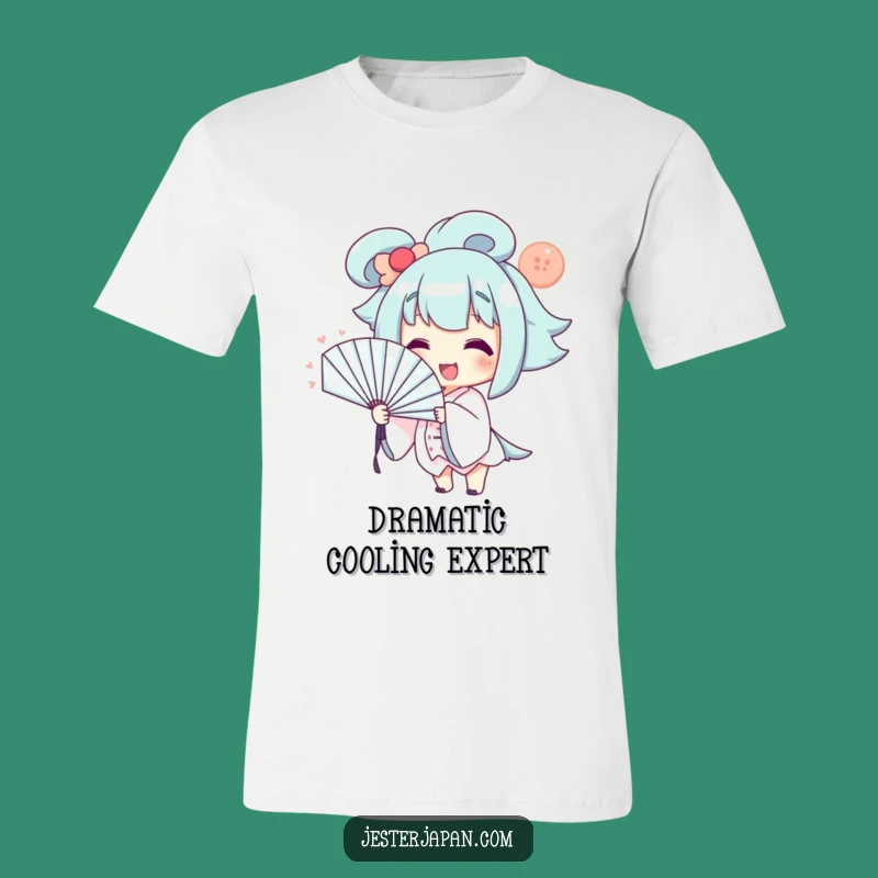 Funny Dramatic Fan T-Shirt: Smiling Character, Hilarious Heat Relief Gift