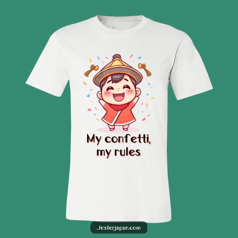 Funny Confetti Character T-Shirt: Wear Your Joy with This Hilarious Traditional Hat Tee