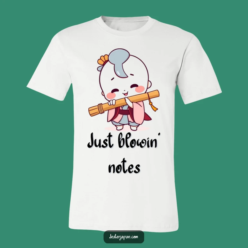 Funny Kawaii Flute Player T-Shirt: Cute Japanese Outfit Gift for Melodious Moments