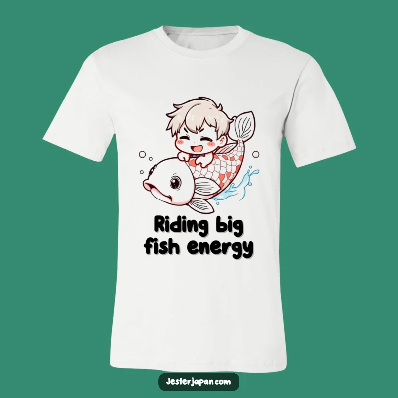 Funny Kawaii Koi Rider T-Shirt: Mischievous Grin Character, Hilarious Gift Tee