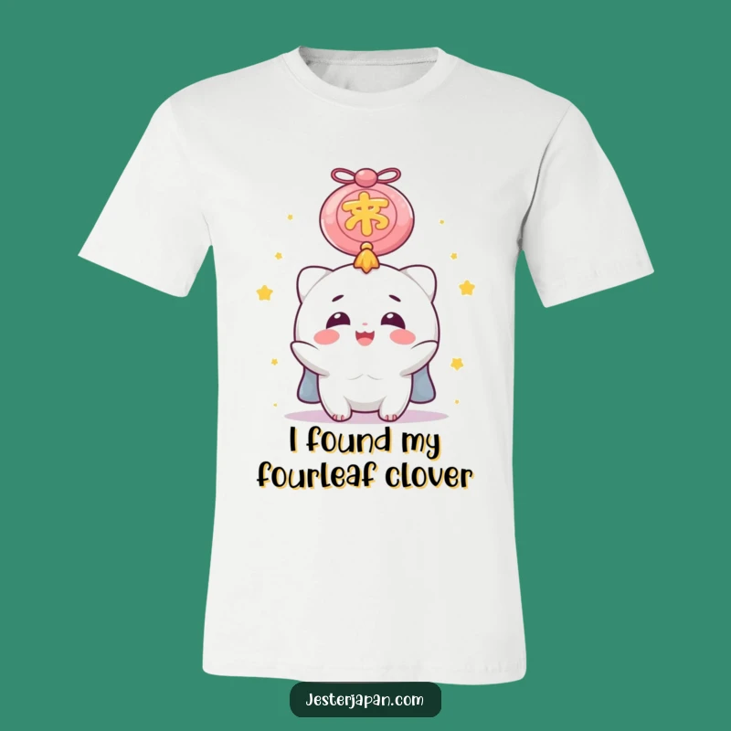 Funny Lucky Charm T-Shirt: Delighted Character Expressing Joy for Good Fortune