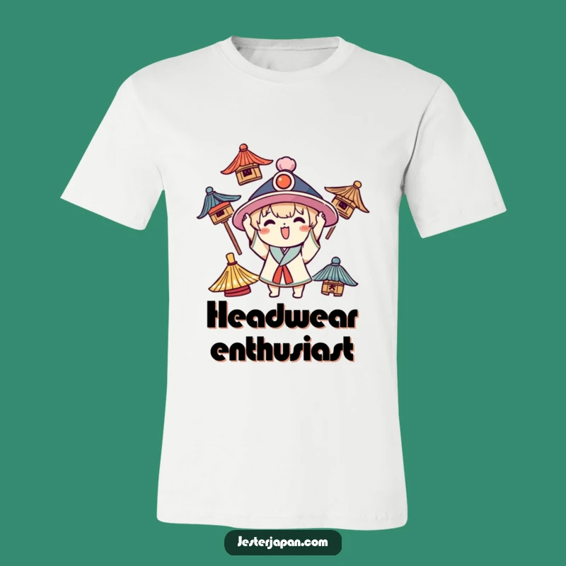 Funny Kawaii Hat Explorer T-Shirt: Quirky Character Trying on Hats Gift