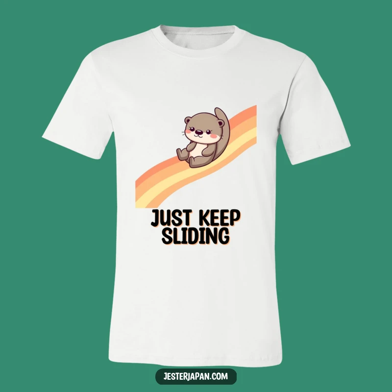 Funny Otter Rainbow Slide T-Shirt - Hilarious Cute Animal Tee Gift