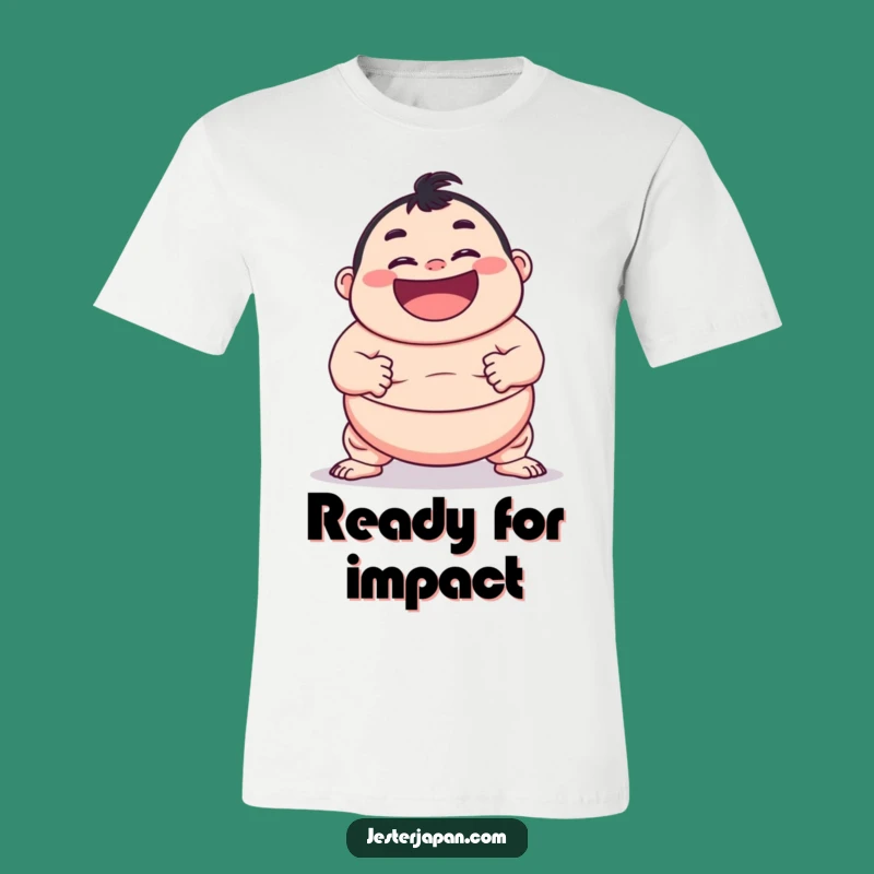Funny Sumo Pose T-Shirt: Grinning Character's Hilarious Attempt, Great Humorous Gift