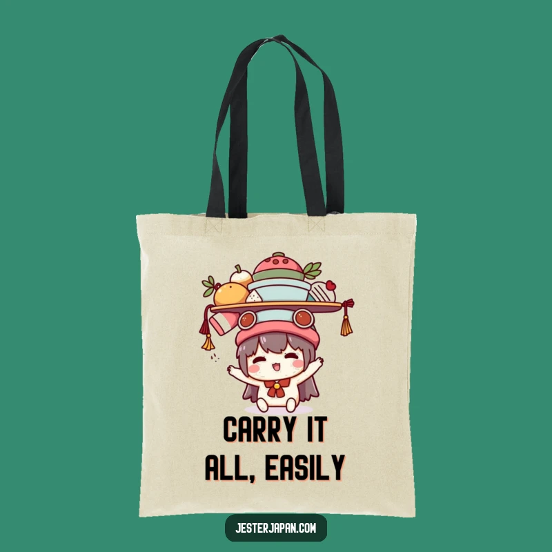 Funny Kawaii Balancing Act Tote Bag: Carry Your World with Humor