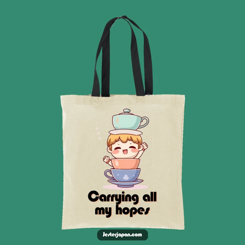 Funny Tea Cup Balance Tote Bag - Carry Your Humor in Style!