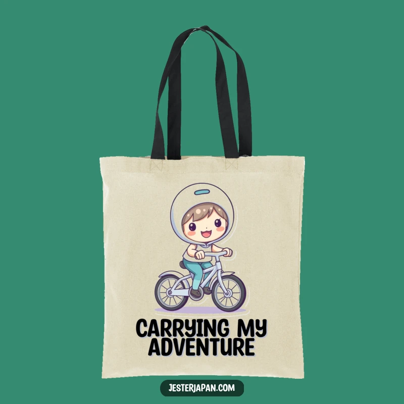Funny Bicycle Riding Tote Bag: Carry Your Fun with Smiling Character's Design