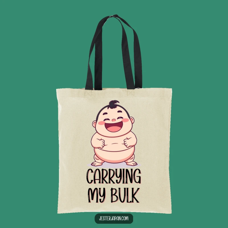 Funny Sumo Pose Tote Bag: Carry Laughs with this Grinning Character, Unique Gift