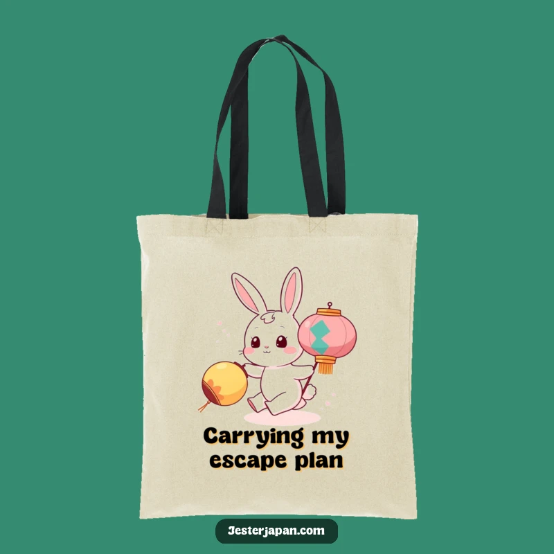 Funny Bunny Chasing Lantern Tote Bag: Carry Your Essentials with Playful Style