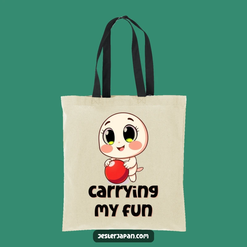Funny Bouncing Ball Tote Bag: Carry Your Fun with Big Eyed Character's Playful Design