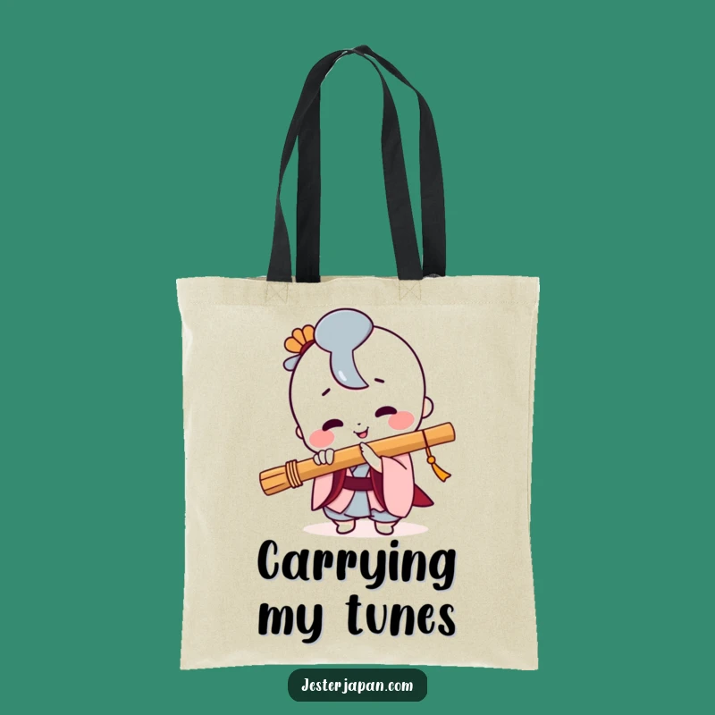 Funny Kawaii Flute Player Tote Bag: Adorable Japanese Character Gift for Everyday