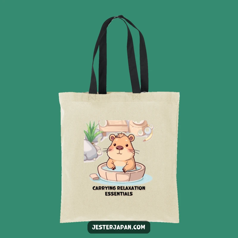 Funny Capybara Hot Spring Tote Bag: Carry Your Zen in Hilarious Style
