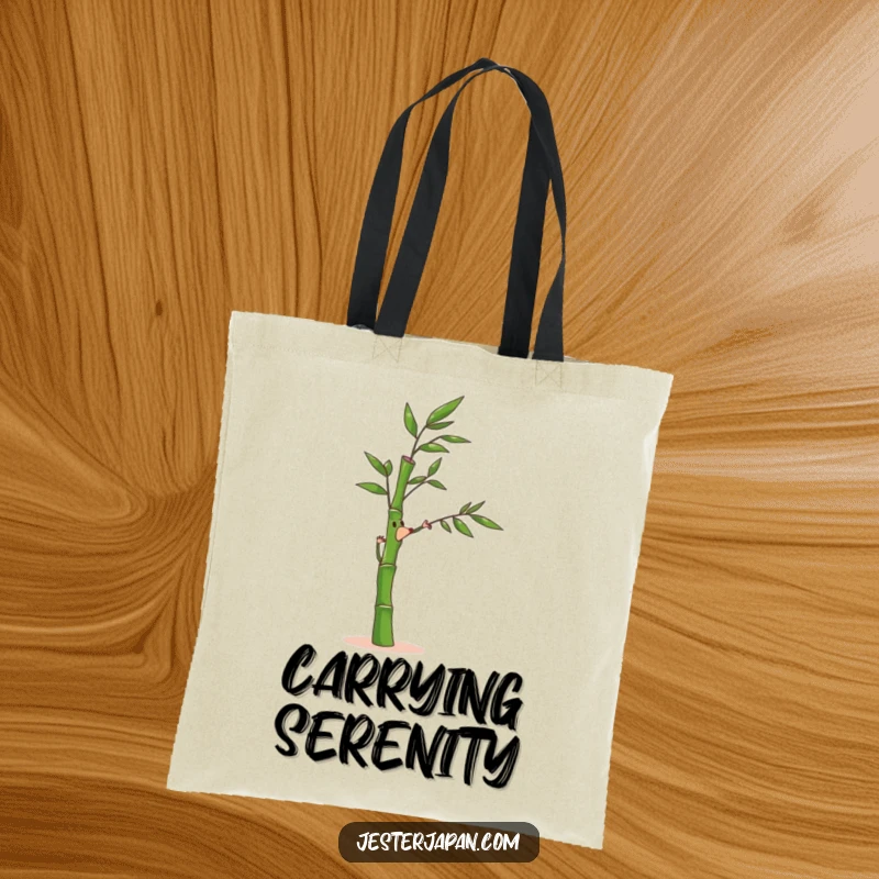 Funny Bamboo Tote Bag: A bamboo stalk character bends joyfully in a gentle breeze, perfect for carrying daily items.
