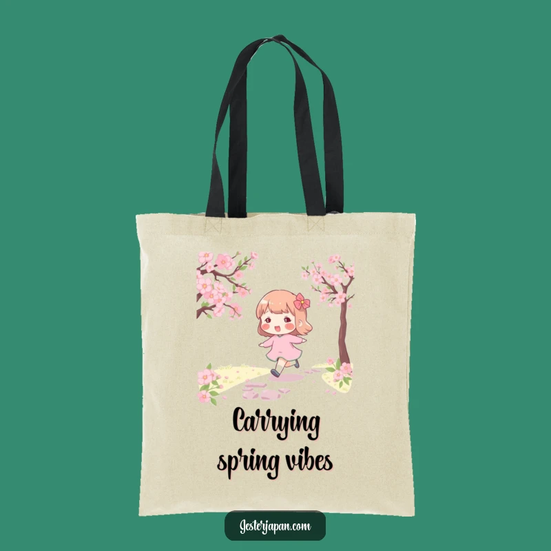Funny Blossom Path Tote Bag: Cheerful & Humorous Gift for Strolls