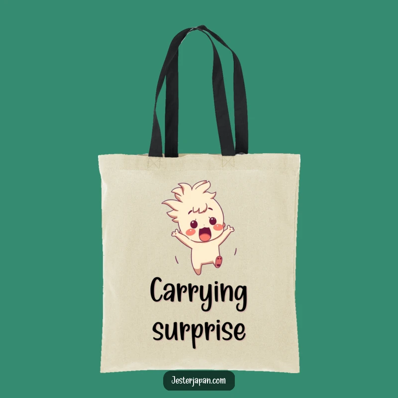 Funny Origami Crane Tote Bag: Startled Character's Surprise Carry-All Gift