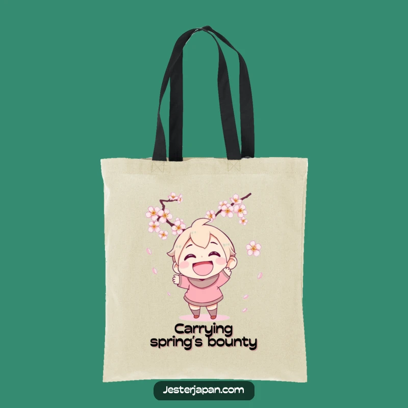 Funny Cherry Blossom Tote Bag - Joyful Spring Accessory