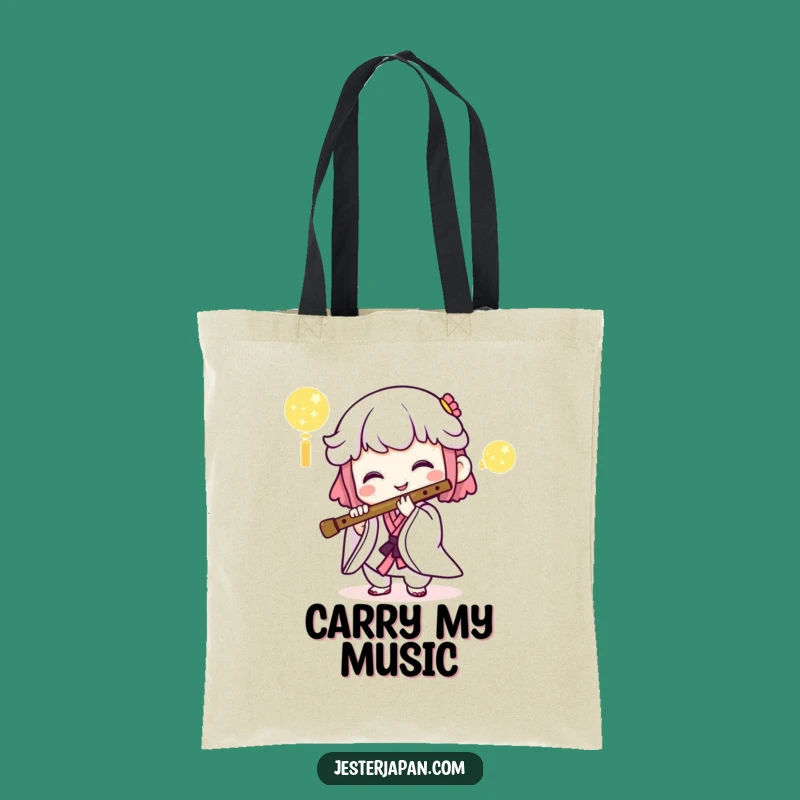 Funny Kawaii Flute Player Tote Bag - Humorous & Artistic Gift
