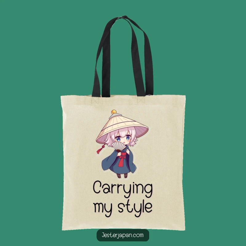 Funny Posed Fan Dancer Tote Bag, Traditional Hat Character - Ideal Funny Gift